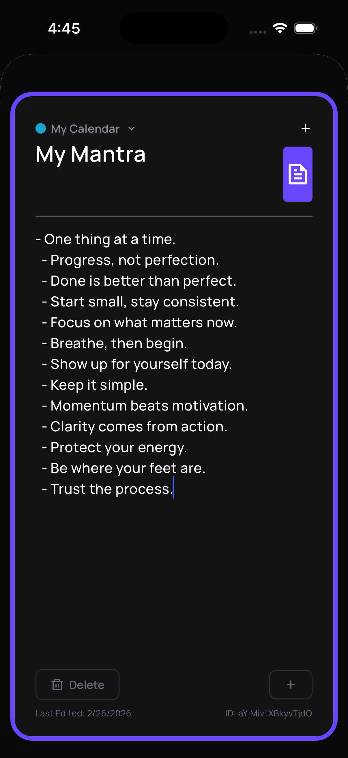 Wisent My Mantra note